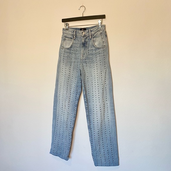 COPY - 7 For All Mankind The Jennifer Baggy Pin Stripe Studded Jeans in Queen o… - Picture 5 of 11